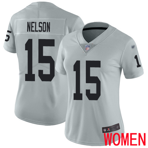 Oakland Raiders Limited Silver Women J  J  Nelson Jersey NFL Football #15 Inverted Legend Jersey->youth nfl jersey->Youth Jersey